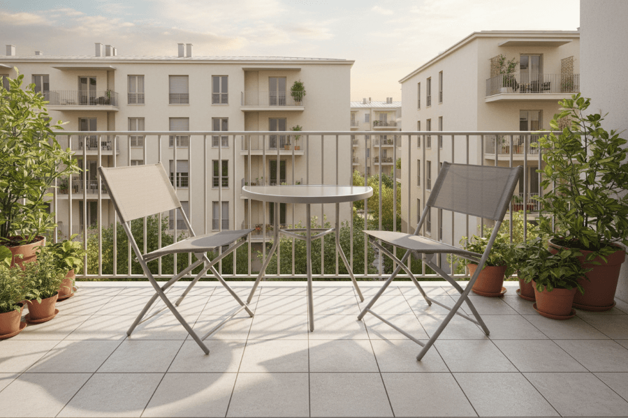 Jumi Balkónový set kovový 2+1 s polguľatým stolíkom Dora béžový 12